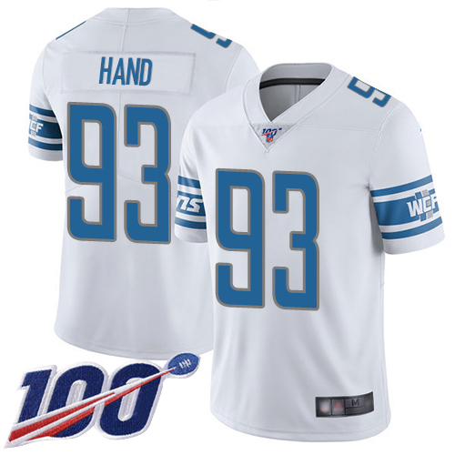 Detroit Lions Limited White Men Dahawn Hand Road Jersey NFL Football #93 100th Season Vapor Untouchable->detroit lions->NFL Jersey